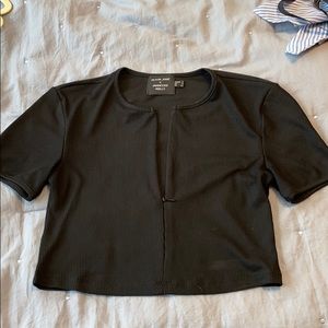 Zipper front black crop top